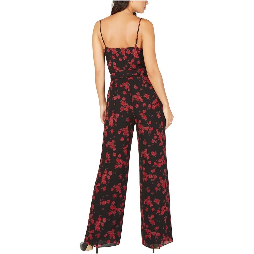 Michael Kors Black & Red Floral Wide Leg Jumpsuit - Picture 2 of 8